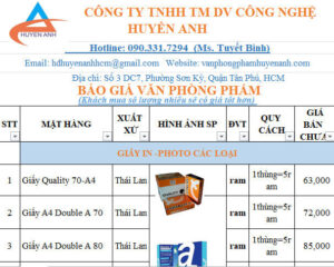 Bang Bao Gia Van Phong Pham Huyen Anh