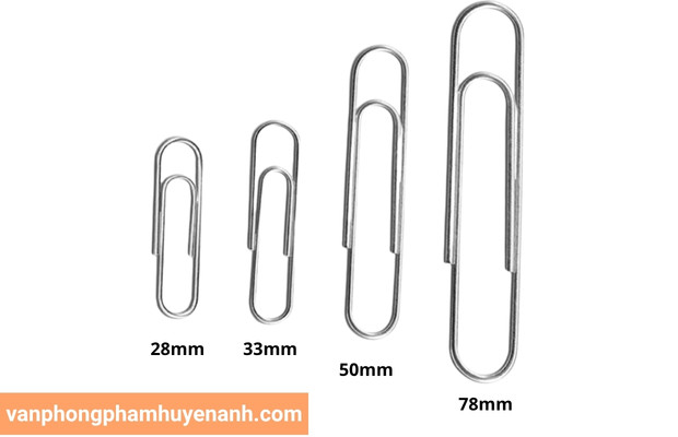 Ghim kẹp giấy kim loại với nhiều kích thước