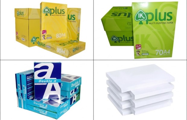 Các thương hiệu giấy A4 như Double A, IK Plus