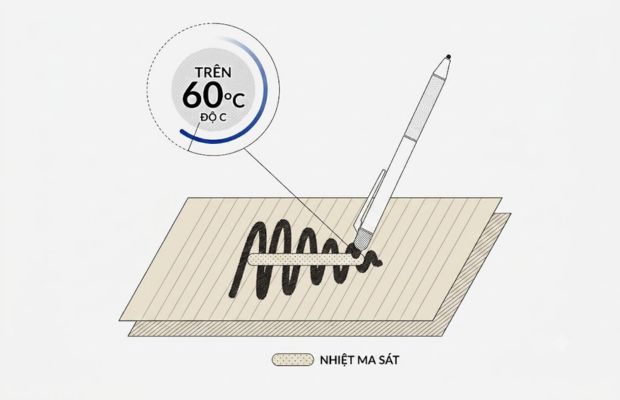 Mực cảm nhiệt thay đổi trạng thái màu khi chịu tác động của nhiệt sinh ra từ ma sát