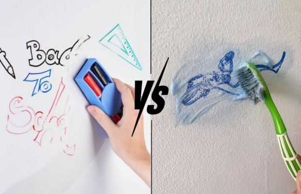 Bút lông dầu bám chắc và khó xóa bằng cách lau thông thường 