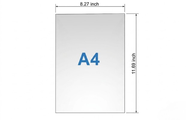 Giấy A4 có kích thước chuẩn 8.27 × 11.69 inches theo quy đổi từ tiêu chuẩn ISO 216