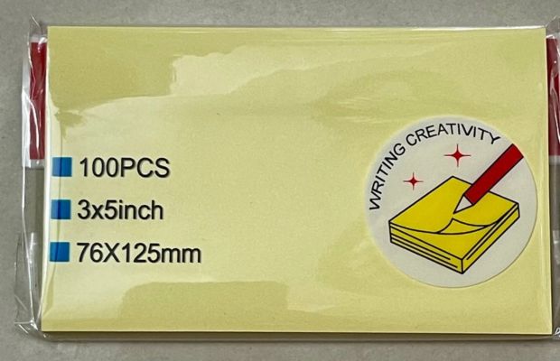 Giấy note hình chữ nhật với các kích thước 76 × 101mm, 38 × 51mm và 127 × 76mm