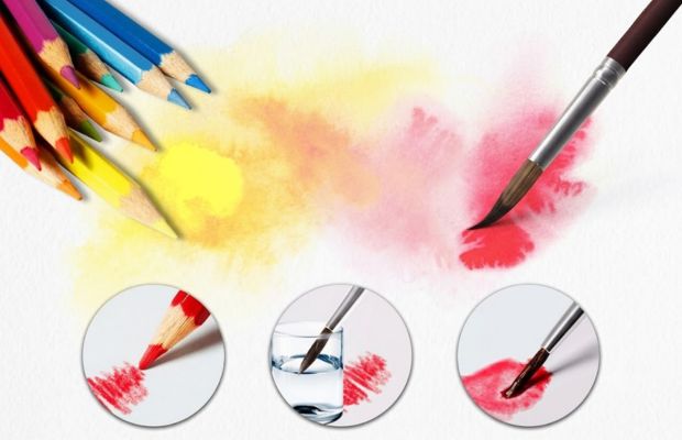 Bút chì màu gốc nước có thể hòa tan bằng cọ ướt, tạo hiệu ứng mềm mại như màu nước