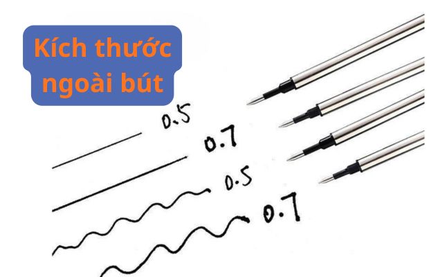 So sánh độ dày nét viết của bút ngòi 0.5mm, 0.7mm