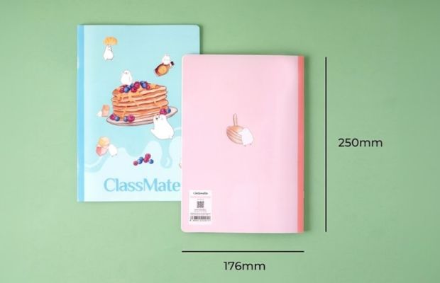 Vở khổ B5 có kích thước 176 x 250 mm, tạo sự cân bằng giữa không gian viết và tính gọn nhẹ