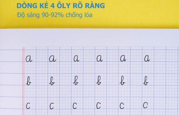 Dòng kẻ vở rõ nét, đều và có khoảng cách hợp lý, hỗ trợ học sinh viết ngay ngắn, dễ nhìn