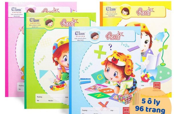 Vở 4–5 ô ly với dòng kẻ rõ nét, phù hợp cho học sinh tiểu học luyện viết và ghi chép