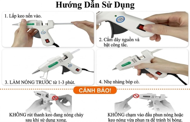 Hướng dẫn thao tác với súng bắn keo nến từ chuẩn bị đến hoàn tất