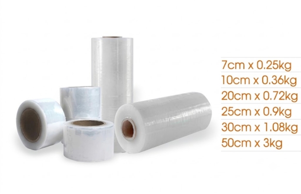 Màng PE quấn pallet có nhiều khổ rộng, phù hợp với kích thước hàng hóa
