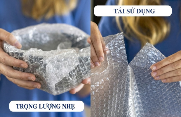 Màng xốp hơi có độ dẻo dai, dễ uốn cong và có thể tái sử dụng khi còn nguyên vẹn